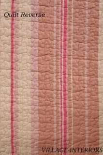   SAGE, CREAM & ROSE PINK PEONY FLORAL QUILT THROW 100% COTTON  