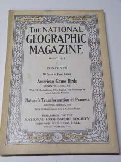 1915 NATIONAL GEOGRAPHIC AUGUST AMERICAN GAME BIRDS NATURE 