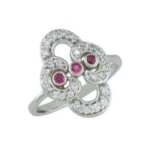  Basia 14K White Gold Ring with Rubies & Diamonds: Jewelry