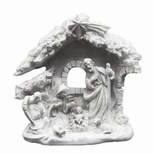  Kurt Adler White Nativity with Stable Tablepiece