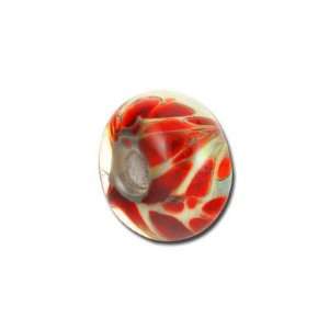  12mm Red Swirl Boro Glass Bead   Large Hole: Arts, Crafts 