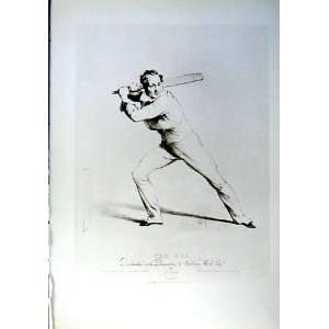    1969 Cricket Sport Drawing Cricketer Batsman Cardus