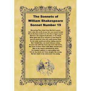   A4 Size Parchment Poster Shakespeare Sonnet Number 19