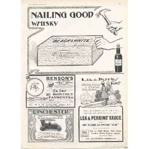    Black White Whisky,Lanchester Car, Ads 1906