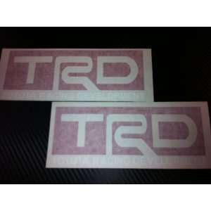  2 X TRD Toyota Racing Decal Sticker (New) White/red Size 7 