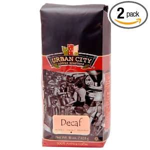 Urban City Coffee Urban Decaf Ground, 16 Ounce Bags (Pack of 2 
