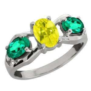   Genuine Oval Canary Mystic Topaz Gemstone 10k White Gold Ring: Jewelry
