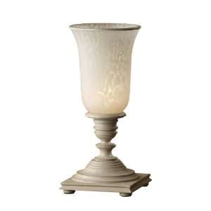   Zoe Table Torchiere, Bedpost White Finish with Cream Snow Glass Shade