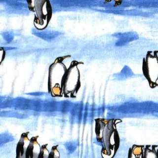 Auction includes 1 Happy Penguins Blue Cotton Flannel Quarter Yard