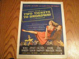 1951 Magazine Ad Movie Two Tickets to Broadway Tony Martin Janet Leigh 