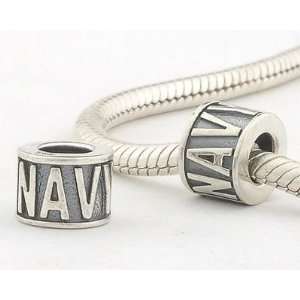  925 Sterling Silver Letter NAVY Charms/beads for Pandora 