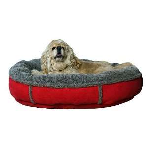   Suede and Tipped Berber Round Comfy Cup Pet Bed   Large: Pet Supplies