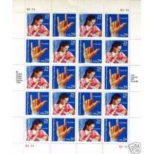   Deafness I Love You pane 20 x 29 cent Stamp 