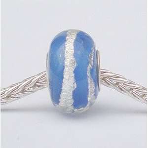  Pandora style glass bead silver stripes: Home & Kitchen