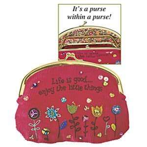  Embroidered Flowers Double Change Purse: Everything Else