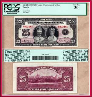 CHOICE PCGS VF/EF (VF30) 1935 $25 Bank of Canada FRENCH King George 