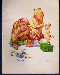 Chimp & Pig Playing Doctor Lawson Wood 1943  