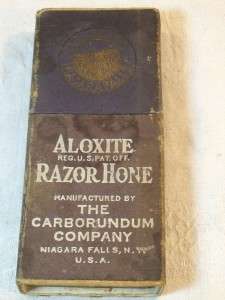 Vtg. Antique Aloxite Barbers Straight Razor Hone Sharpener Stone in 