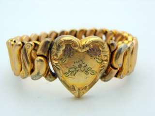 Vintage Gold Filled Heart Sweetheart Bracelet w. Stretch Band  