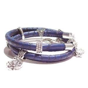    Nappa Leather Bracelet w/ Tibetan Silver Charms   Blue: Jewelry