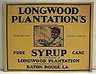 OLD 1920s LONGWOOD PLANTATIONS Label Baton Rouge LA  