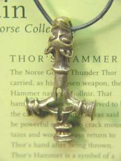 BUTW wolf bronze thors hammer pewter pendant 0302A  
