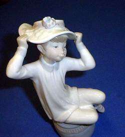 Girl With Bonnet Hat Lladro Glossy Figurine Free US Shp  