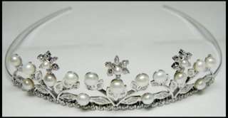 Victorian Fashion 4.60ctw Diamond 14kt Gold Pearl Tiara  