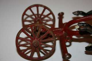 Antique Cast Iron Fire Wagon Truck Ladders 3 Horses Gen Vintage Toy 