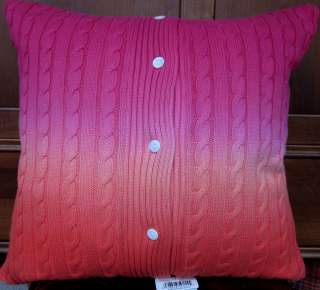   JAMAICA Ombre Cable Knit Magenta Feather Throw Bed Pillow NEW $200