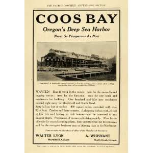 1907 Ad Coos Bay Oregon Mining Logging Mechanic Work   Original Print 