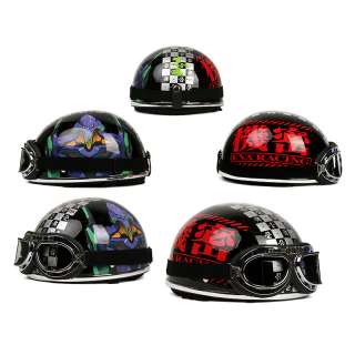 Vintage Motorcycle Helmets With Goggles Half Evangelion Helmet Black 