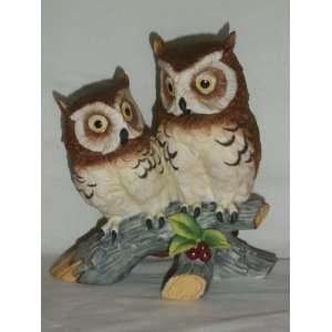   6307 Owls Sitting on Tree Limb Decorative Figurine 
