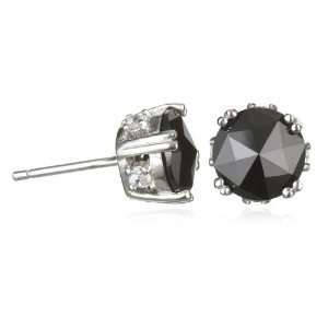  8mm BLACK CZ STUD EARRING: CHELINE: Jewelry