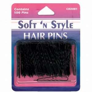  Soft N Style Black Carded Hair Pins (Pack of 12): Beauty