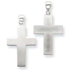  Sterling Silver Polished The Lords Prayer Cross Pendant Jewelry