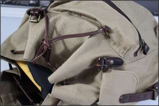   Oregon Scout Rucksack Canvas Khaki Saddle Leather Backpack Bag  