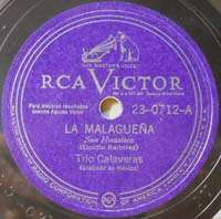 TRIO CALAVERAS RCA Victor 23 0712 La Malaguena 78RPM  