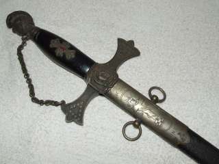 Antique 1800s Masonic Knights Templar Ceremonial Mason Sword w 