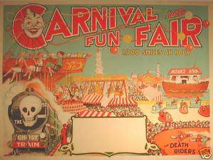 CARTEL CARNIVAL AND FUN FAIR. C. 1935. 101 X 75 cm.LITO  