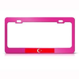  Turkey Flag Turkish Country Metal License Plate Frame Tag 