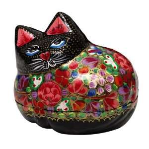  Colorful Blooming Posy Cat Lidded Trinket Keepsake Box 