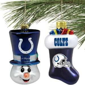  Indianapolis Colts 2 Piece Blown Glass Ornament Set: Sports & Outdoors