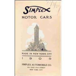 Reprint Simplex motor cars made in New York City, 1909 Title page 1909