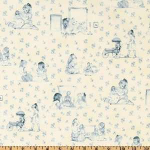   Annabelle Toile Cream/Blue Fabric By The Yard: Arts, Crafts & Sewing