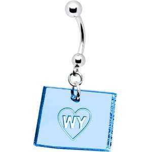  Light Blue State of Wyoming Belly Ring: Jewelry