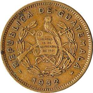 1932 Guatemala 1/2 Centavo (Medio) Coin KM#248.1  