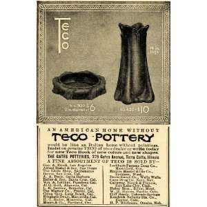  1911 Ad Teco Pottery Home Decor Terra Cotta Italian 