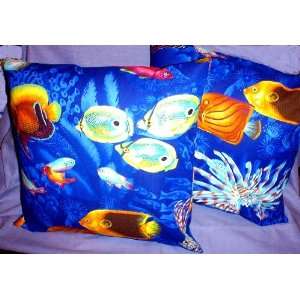  New Throw Pillow Slip Cover made from Blue Ocean Fish 
