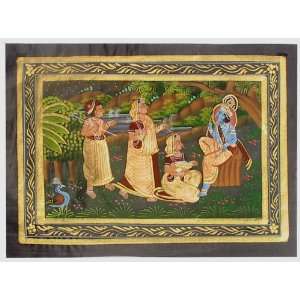  Exotic Art Silk Hand Painted Painting   The Joyful Fervor 
